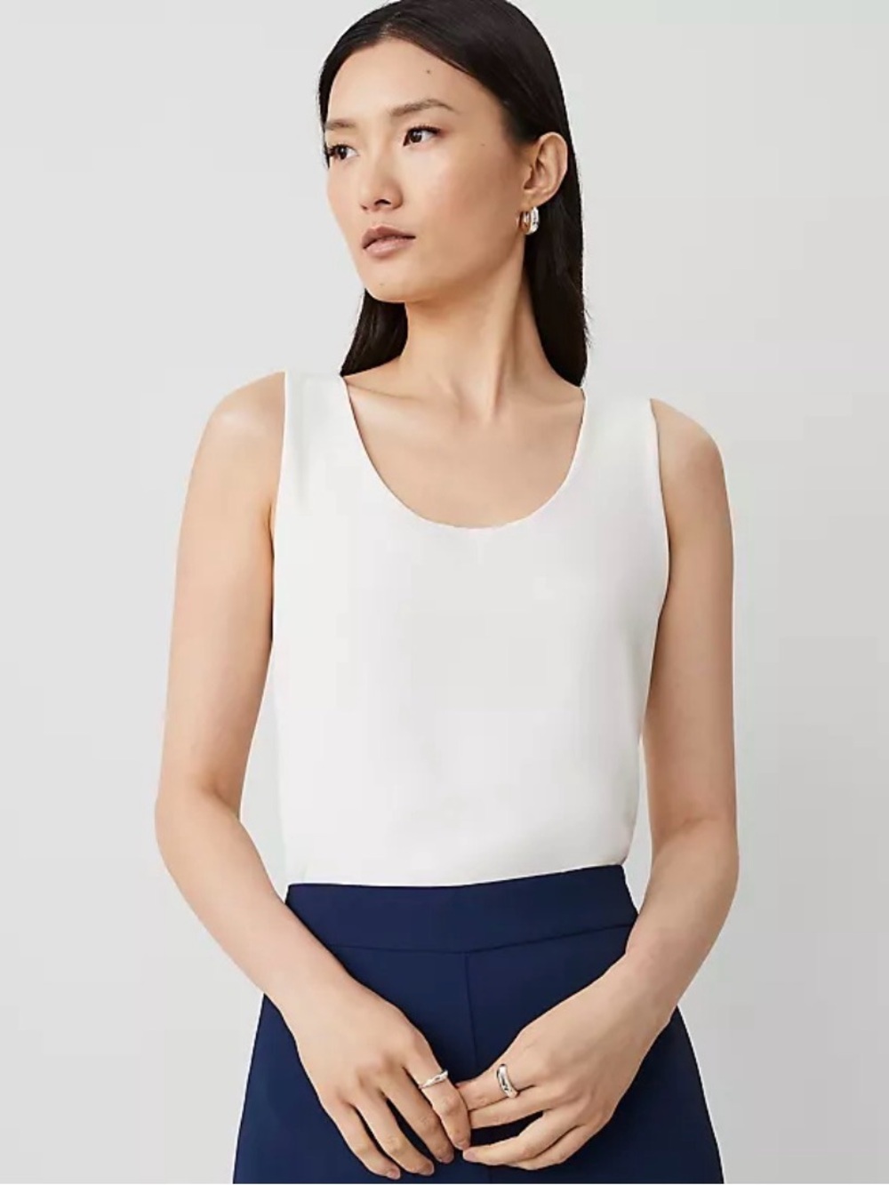 TWO Sleeveless White Scoop Neck Women's Tops